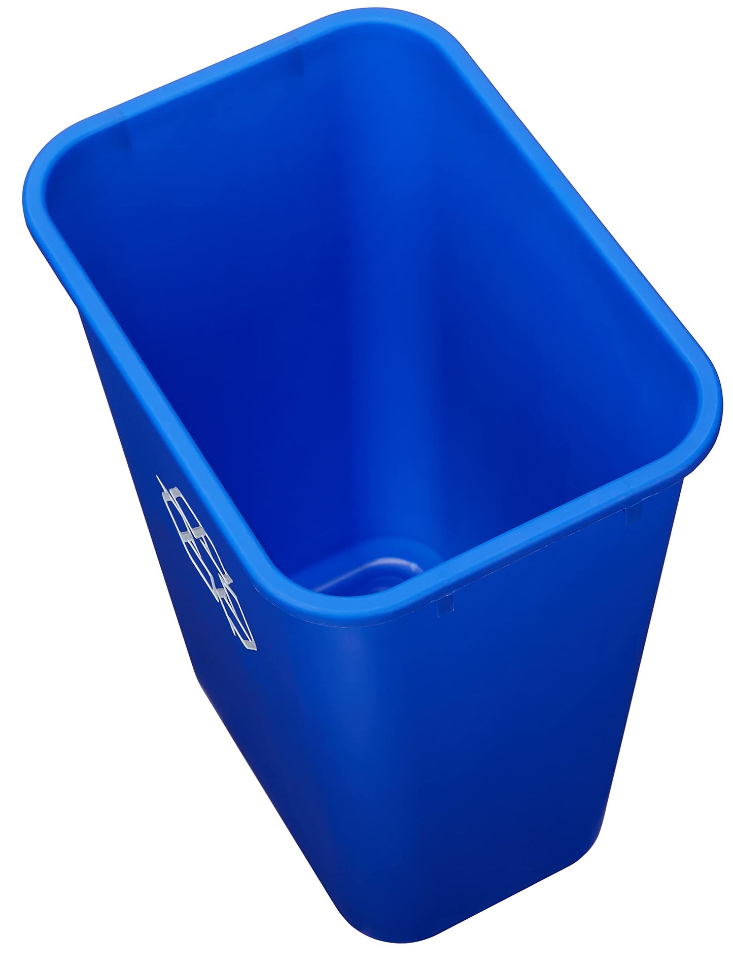 Amazon Basics Rectangular Commercial Office Wastebasket, Easy to Clean, Lightweight, 10 Gallon, Blue, Recycle Logo