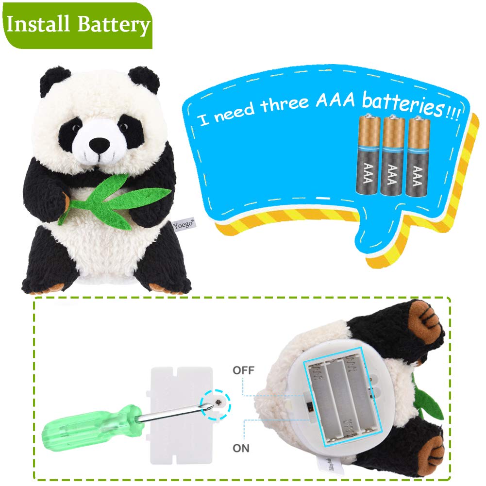 YOEGO Talking Toy, Plush Panda Cute Sound Effects with Repeats Your Said Voice, Best Buddy for Kids Gift