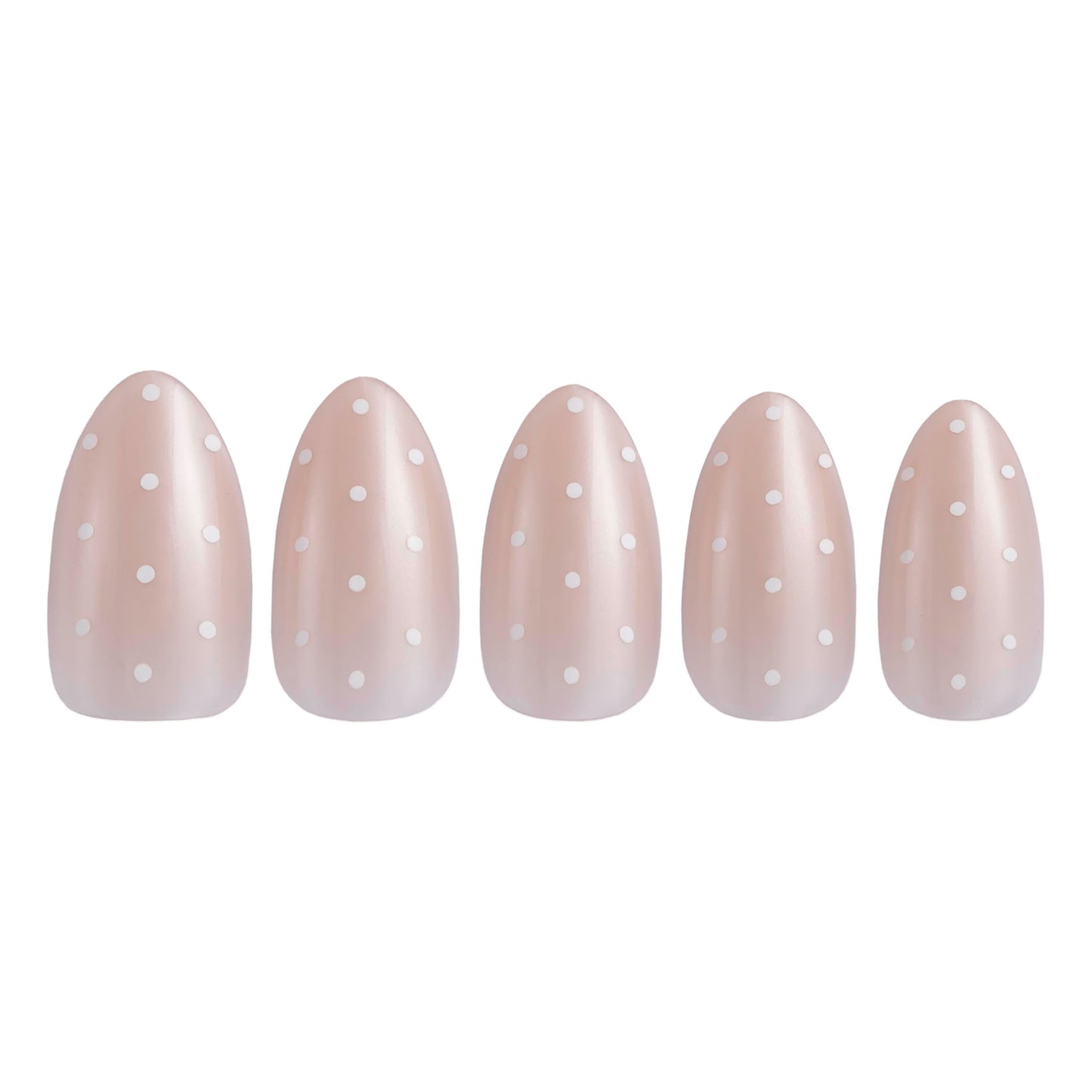 PaintLab Press On Nails - Sugar Dot Glaze Nude Short Almond Fake Nails, 30 Nails in 15 Sizes with Glue, Reusable Salon Quality Press On Nails