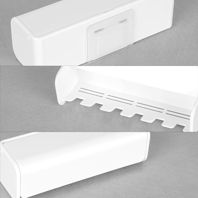 6 Slots Wall Mount Toothbrush Holder with Cover, Self Adhesive Toothbrush Storage Organizer for Shower, Toothbrush Hanger for Bathroom, Medicine Cabinet, Dorm