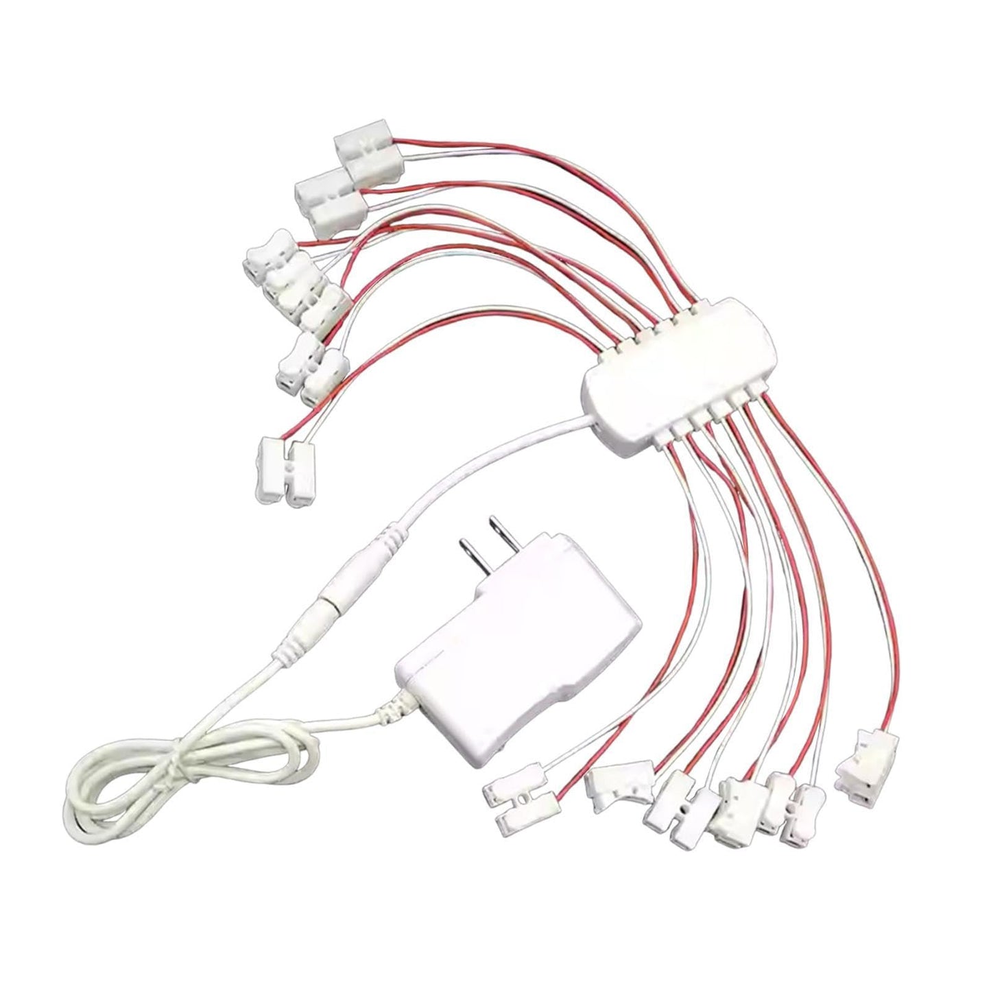 kowaku 3V 2A Power Supply US Plug 12 Ports Convenient Compact Wiring Power Cable for Miniature Garden Model Hobby Train Street Light