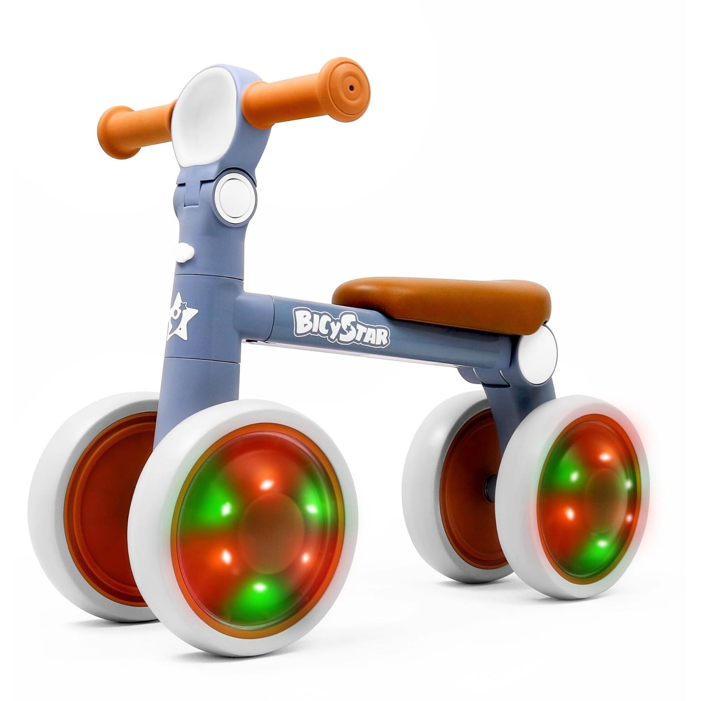 bicystar Baby Balance Bike with Adjustable Handlebars, Rear Wheel, Colorful Lighting, Best Gift for 12-36 Months, Light Blue