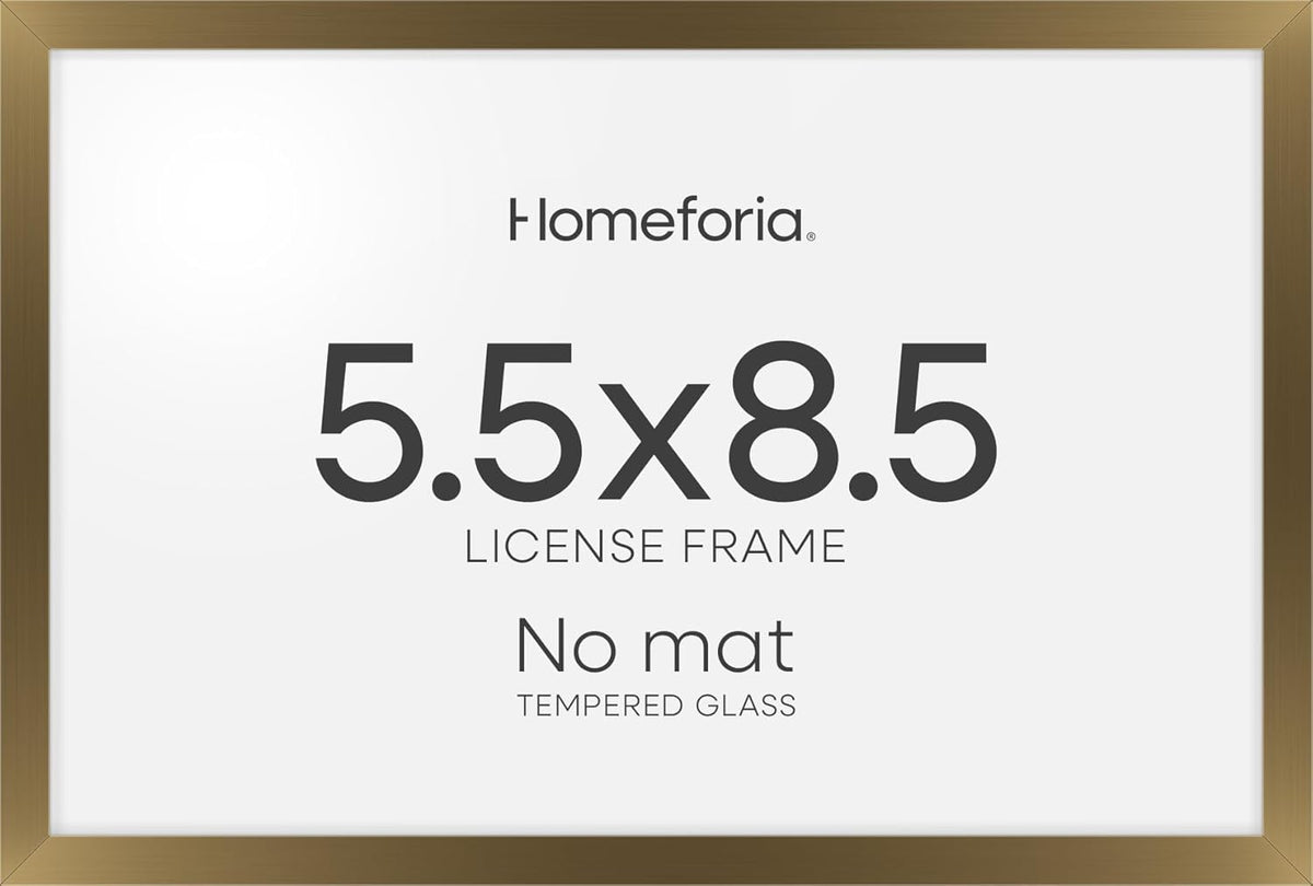 Homeforia 5.5 x 8.5 Business License Frame Bronze, High End Metal 5.5x8.5 Certificate Frame, 8.5x5.5 Document Frames for Wall or Tabletop, 5.5 by 8.5 Picture Frames, Tempered Glass, Wall Kit, Set of 1
