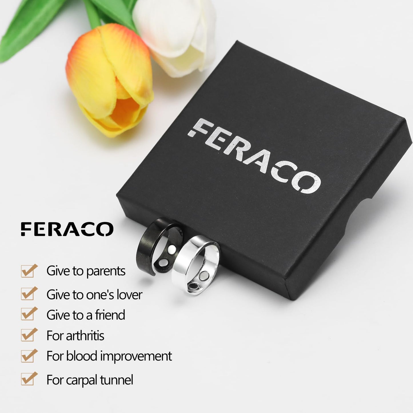 Feraco 2 PCS Copper Rings for Women,99.99% Pure Cooper Magnetic Therapy Thumb Ring Jewelry with Magnets