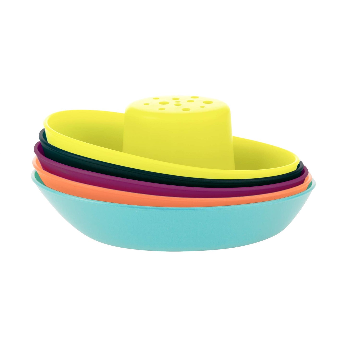 Boon Fleet Toddler Bath Tub Water Stacking Boat Toy Set for Kids Aged 9 Months and Up, Multicolor (Pack of 10)