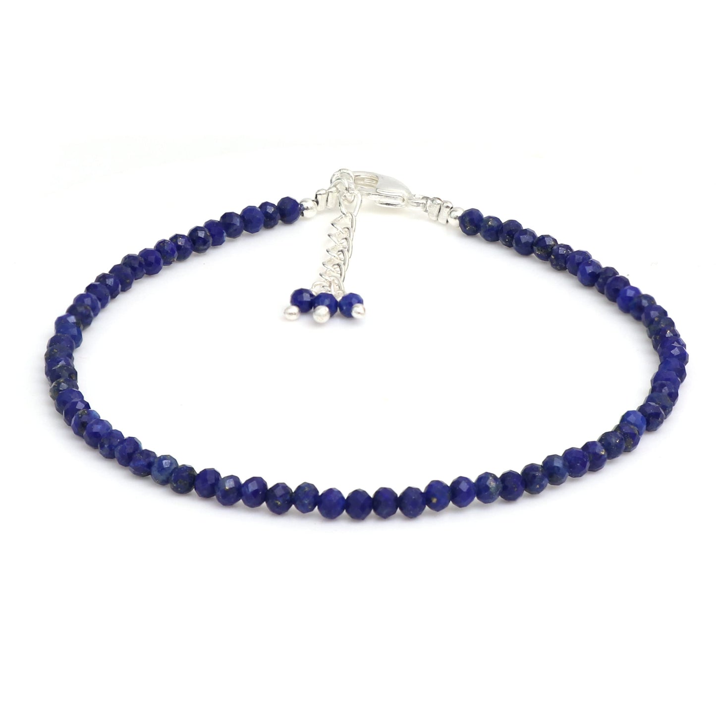 Gempires Lapis Lazuli Bracelet for Women | Dainty Handmade Gemstone Beaded Bracelet 2.5 mm | Minimalist Stacking Jewelry | Lightweight Everyday Bracelet | Deep Blue Stone Gift for Her