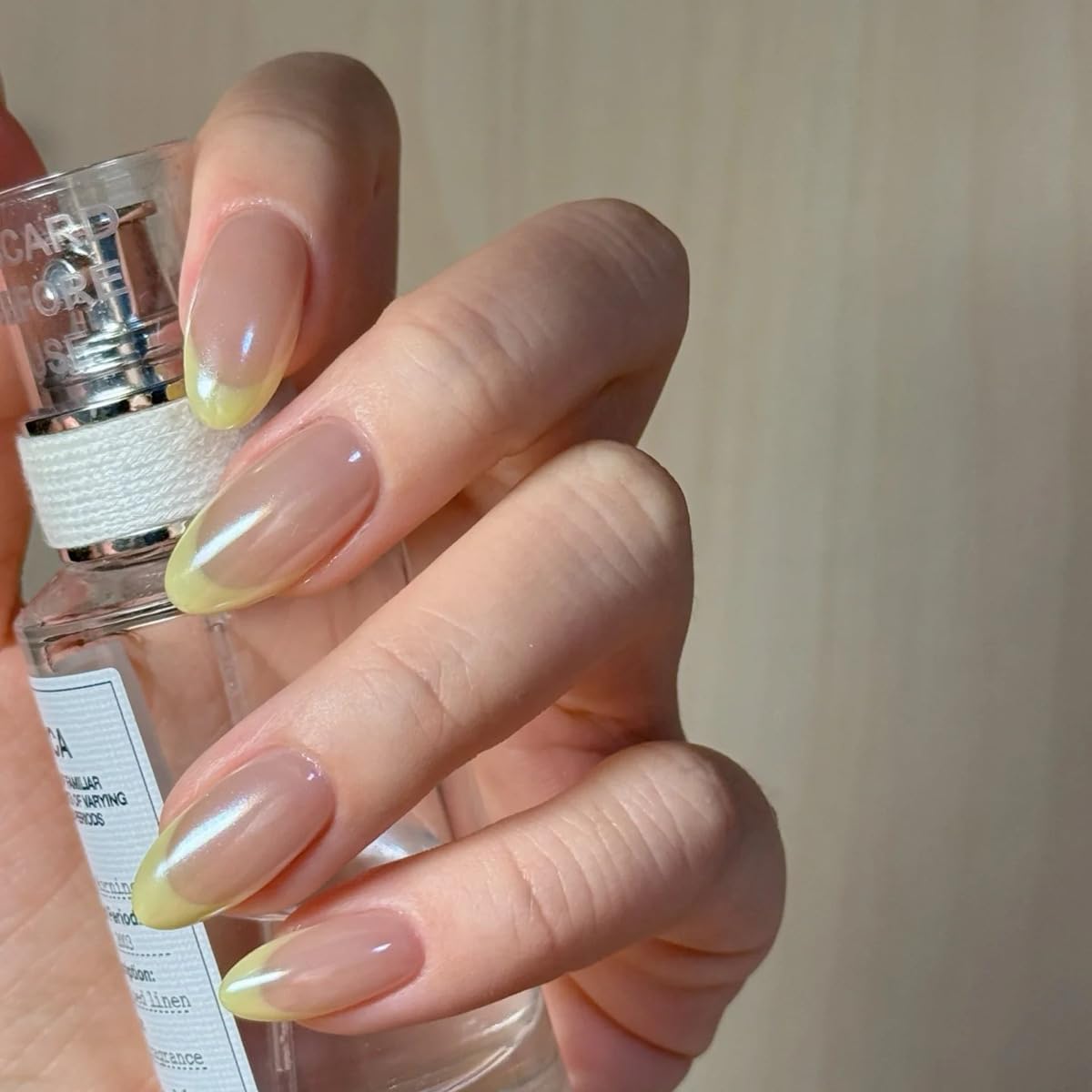 TENPAL Aurora Pastel Yellow French Tips Press on Nails Short Oval Minimalist & Reusable False Nails for Everyday Luxury | Clean Chic Style(S)