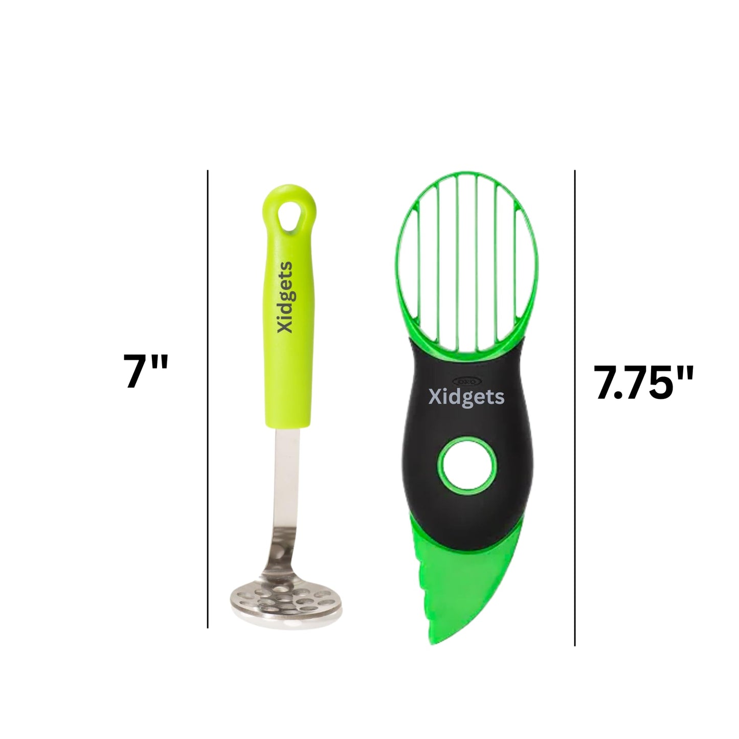 2pc Avocado Tool Set in Box - 3-in-1 Avocado Slicer with Cutter & Pit Remover + Mini Masher - Kitchen Utensil Gift Set for Guacamole Lovers by Xidgets (Zippy Green/Zippy Green)