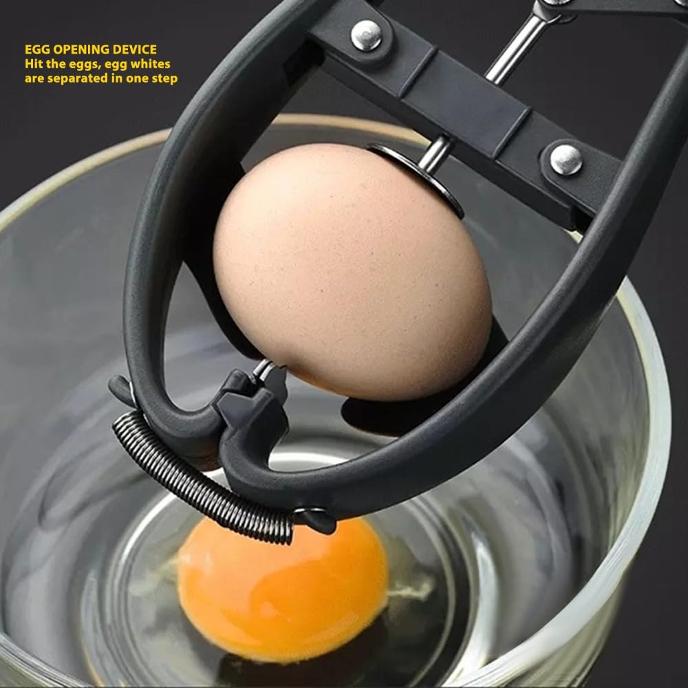 MOPFOL Egg Cracker 304 Stainless Steel - Professional Handheld Opener and Separator for Hard & Soft-Boiled Eggs, Easy Eggshell Cutter