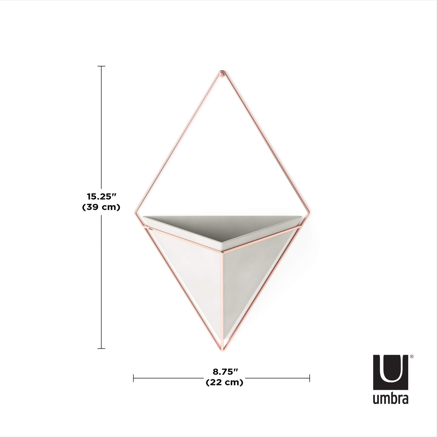 Umbra Trigg Hanging Planter Vase Wall Decor, Pot and Container for Succulents, Cactus, Faux Plants, and More, Large, Grey/Copper