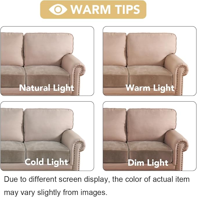 H.VERSAILTEX Velvet Stretch Couch Cushion Cover Plush Cushion Slipcover for Chair Loveseat Sofa Cushion Furniture Protector Seat Cushion Sofa Cover (3 Piece Sofa Cushion Covers, Taupe)
