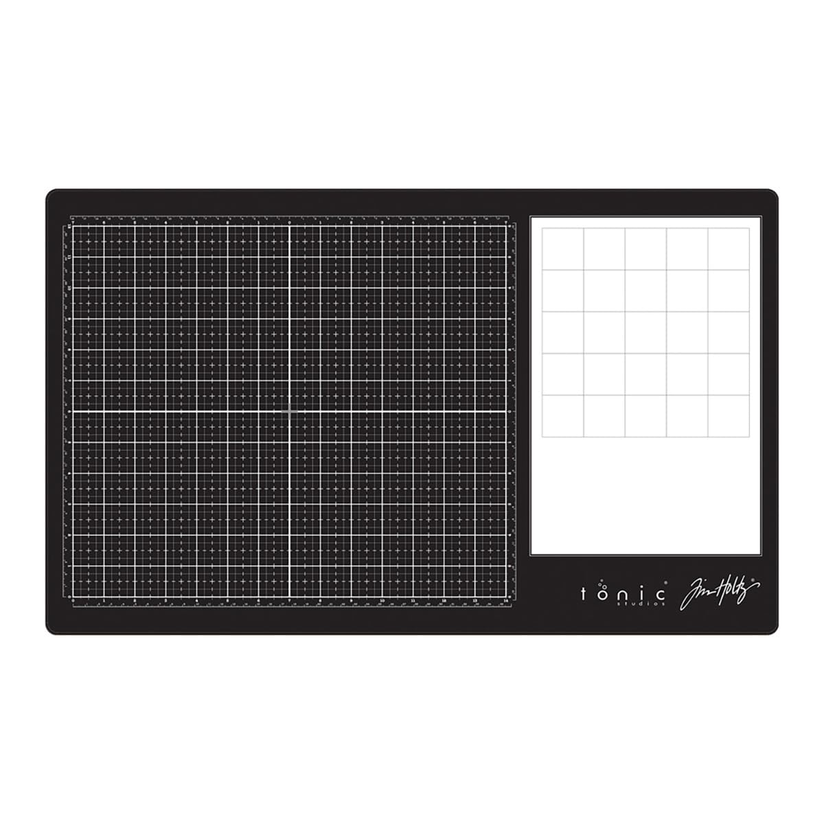 Tim Holtz Glass Cutting Mat - Large Work Surface with 12x14 Measuring Grid and Palette for Paint, Ink, and Mixed Media - Art and Craft Supplies