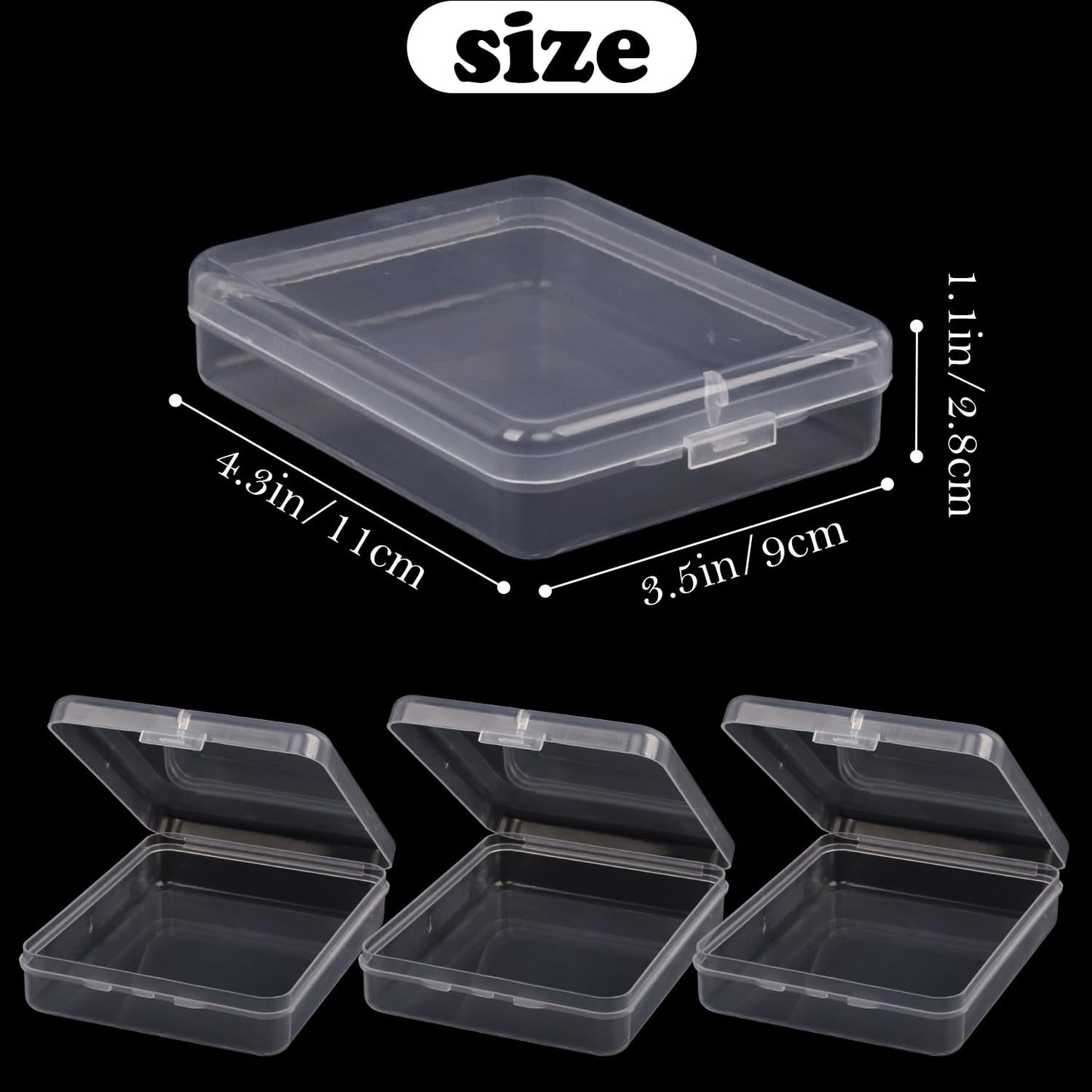 Nsmykhg Small Plastic Storage Containers - 24 Pack Clear Boxes for Beads, Jewelry, and Craft - Stackable Mini 4.3"x3.5"x1.1"
