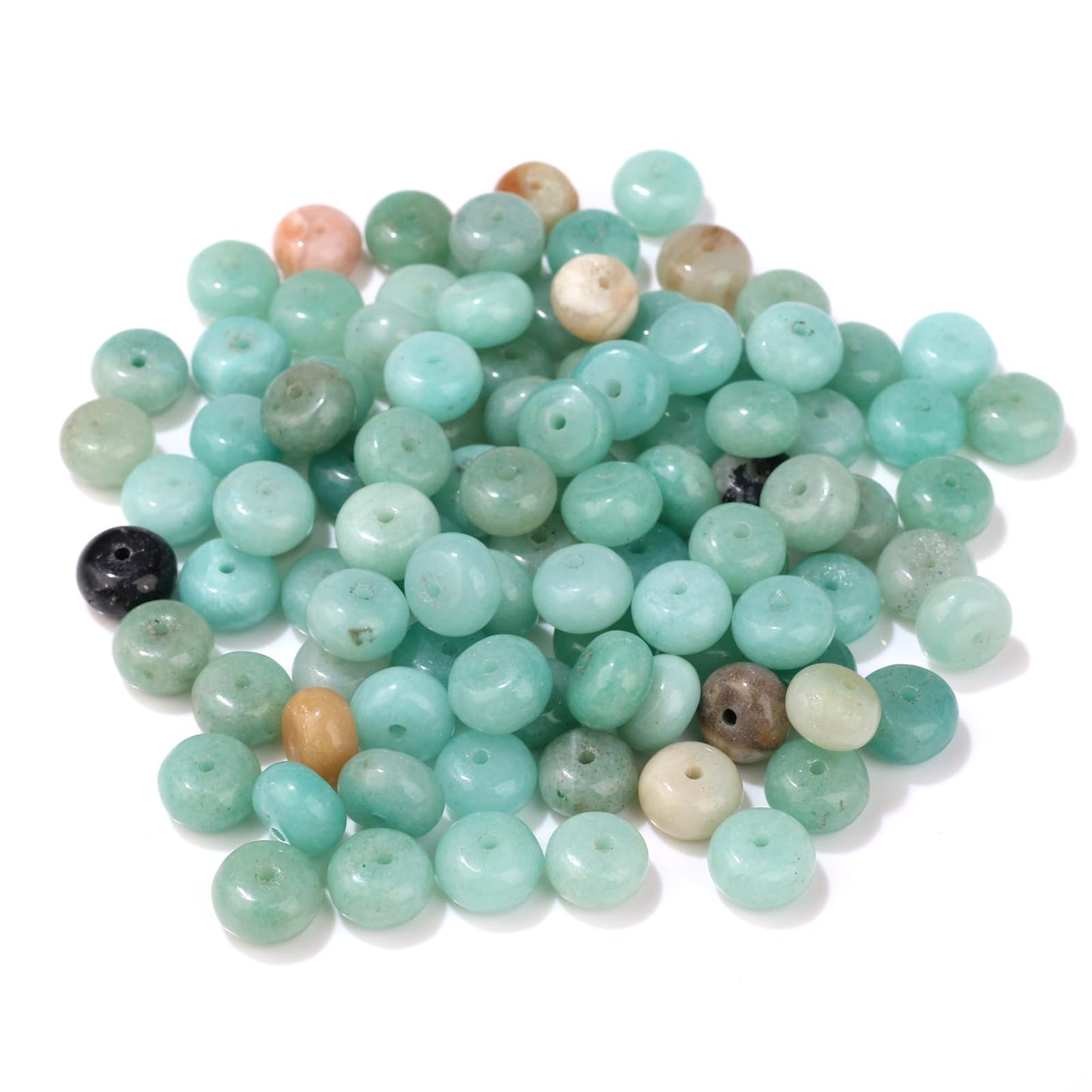 Raicegs 100pcs 5×8mm Rondelle Amazonite Beads Natural Gemstone Beads Abacus Disk Stone Loose Beads for Jewelry Making DIY Bracelets Necklace