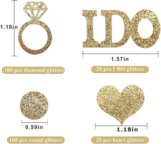 Gold Engagement & Bridal Shower Table Confetti, 100 Pieces