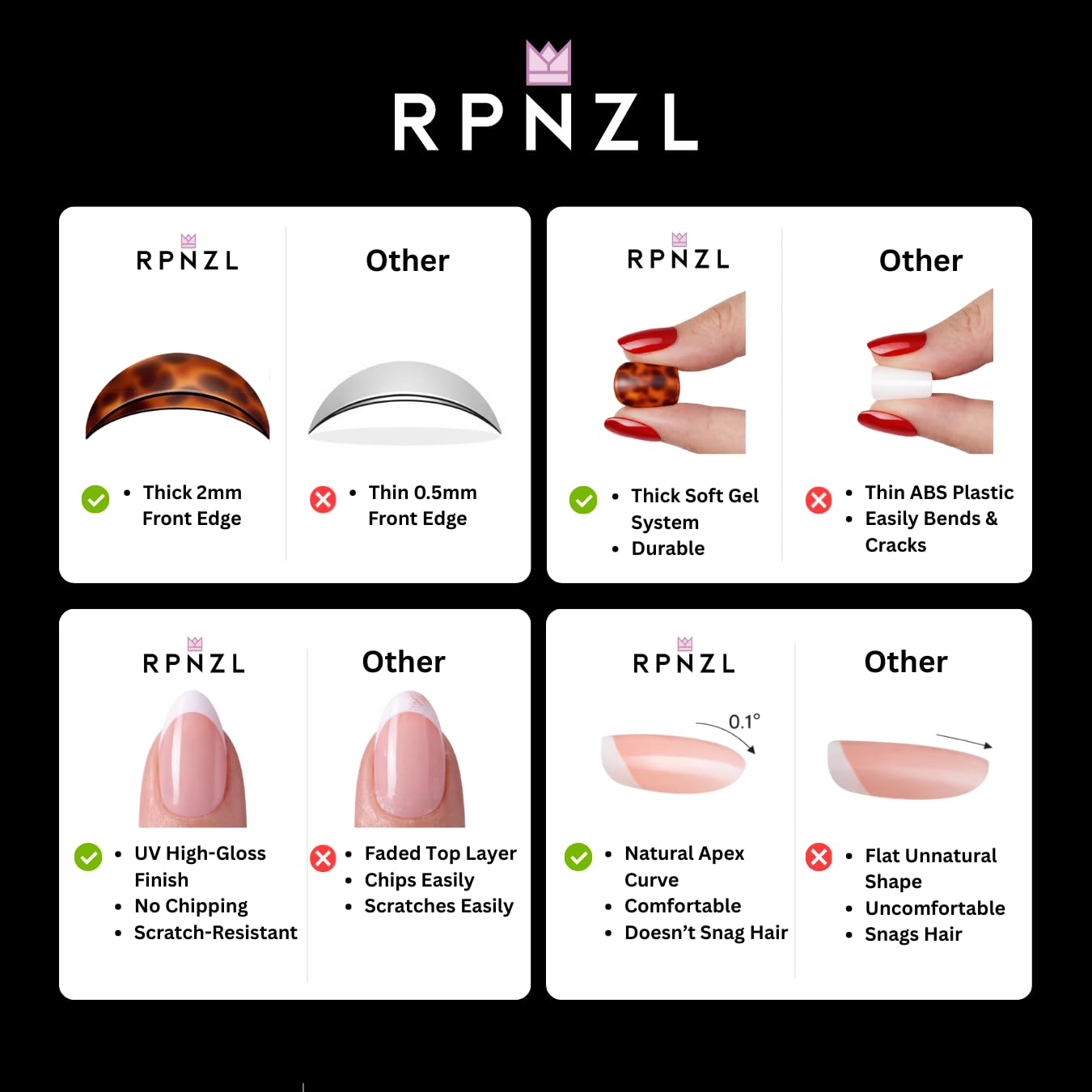 French Tip Press on Nails – French Toast | Medium Almond Shape with Glossy Glazed Finish | Salon Quality Fake Nails, 32 Nails(16 Sizes) Kit with Glue & Adhesive Tabs