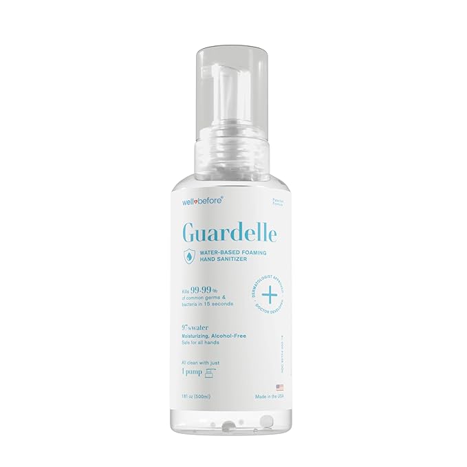 Well Before Guardelle, Alcohol-Free Foaming Hand Sanitizer - 97% Water, Non-Sticky Micro-Foam, 18 fl oz (Pack of 1)