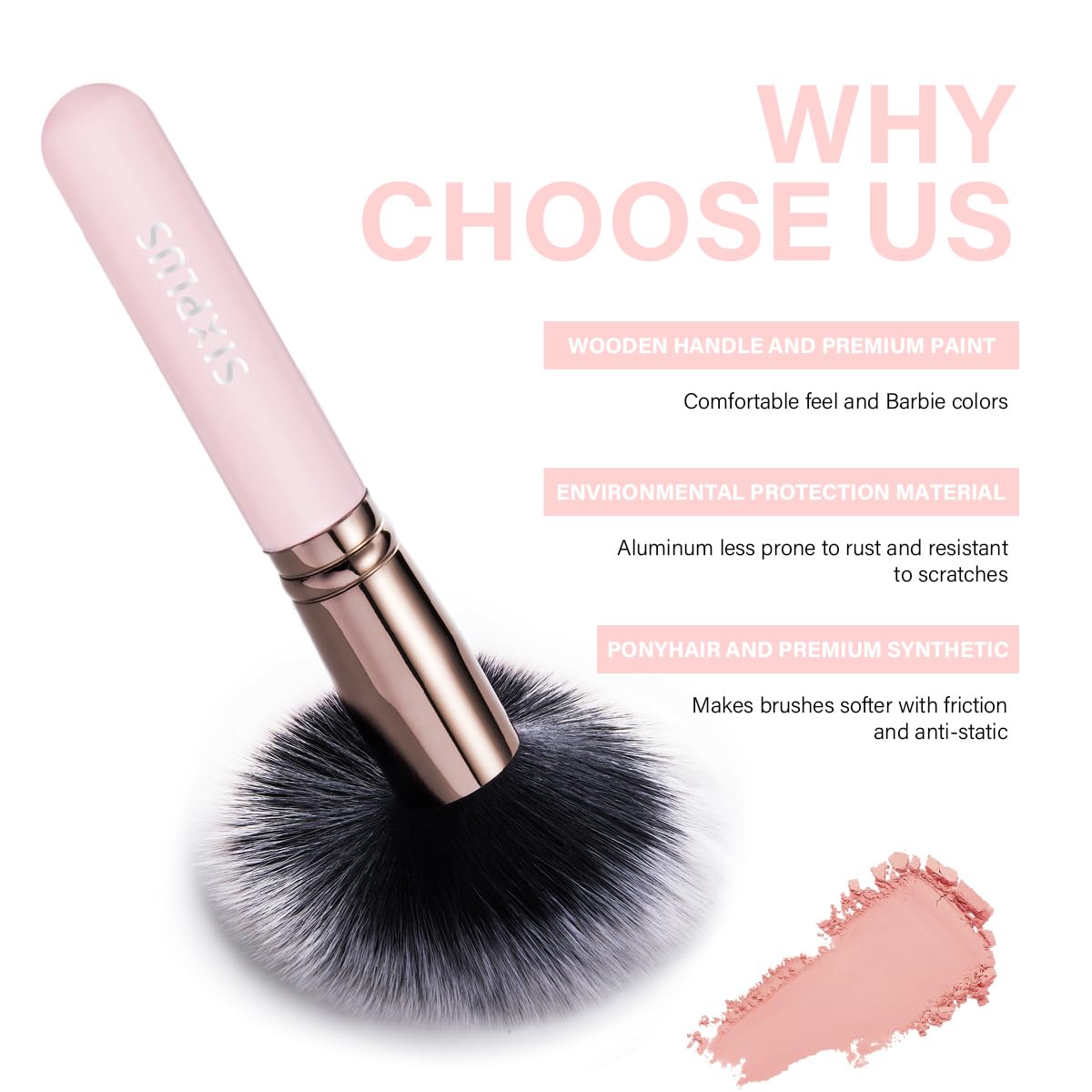 SIXPLUS Travel Makeup Brushes with Case, 15 Pcs Pink Makeup Brush Set Professional for Foundation Powder Concealer Eyeshadow Blush, Covers, Best Make Up Brush Kit Gift for Women Girlfriend Mom