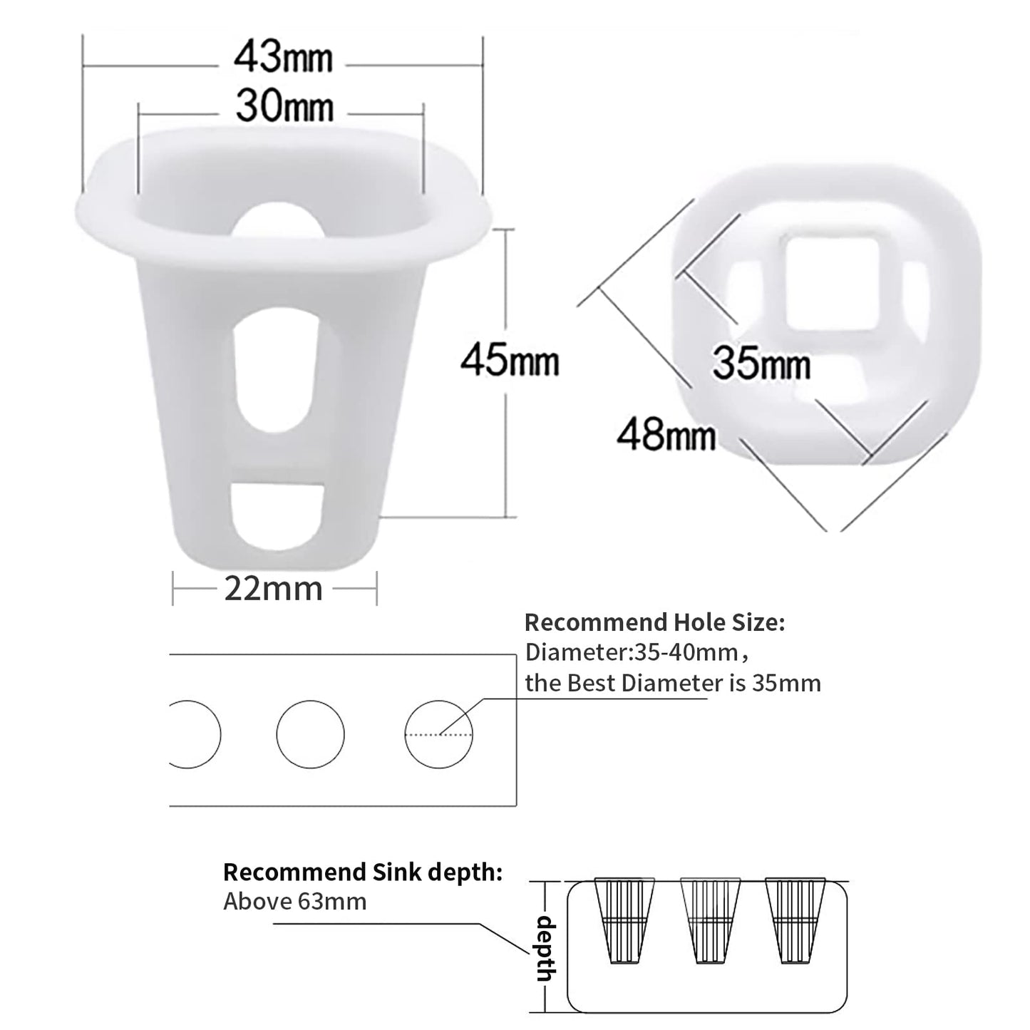 LAPOND 100-Pack Square Hydroponic Net Pots Pods 1.7 Inch Garden Slotted Cups Hydroponic,Heavy Duty Net Pots, Square Bucket Basket for Hydroponics