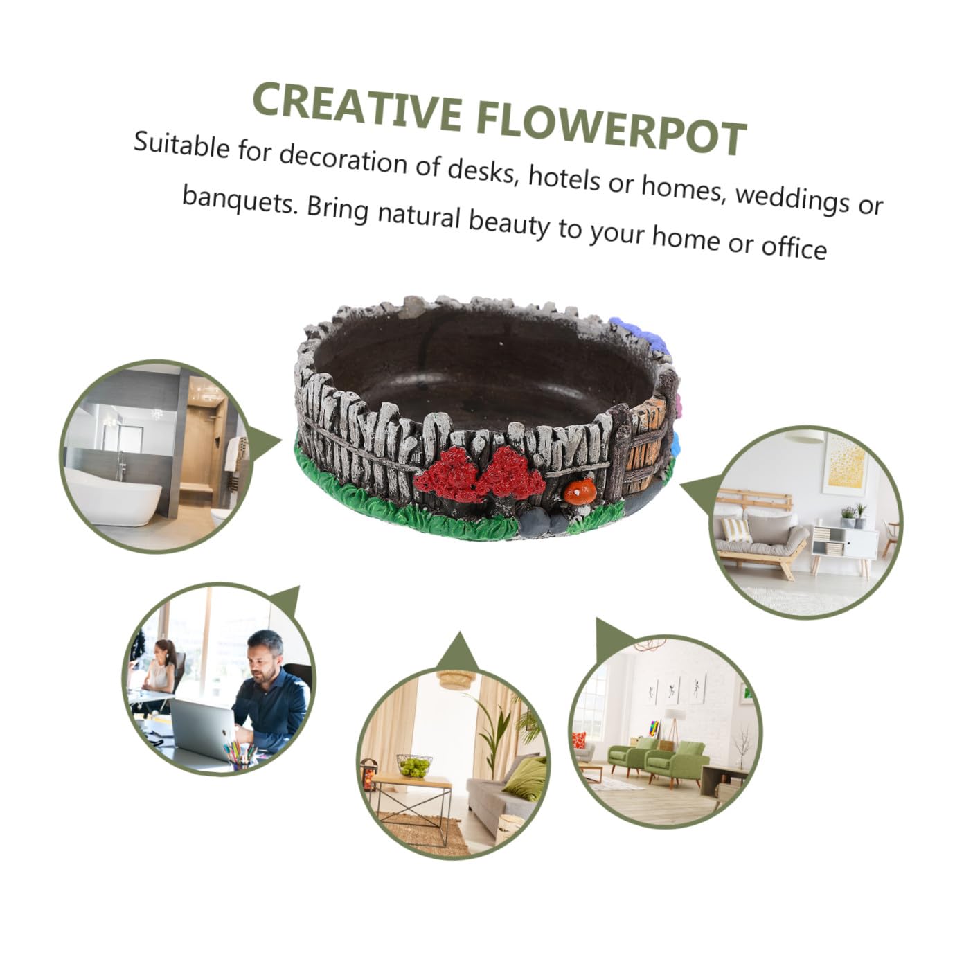 YARNOW 1pc Creative Flower Pot Stylish Cement Plant Container for Home and Garden Decor for Indoor and Outdoor Use for and Greenery Display