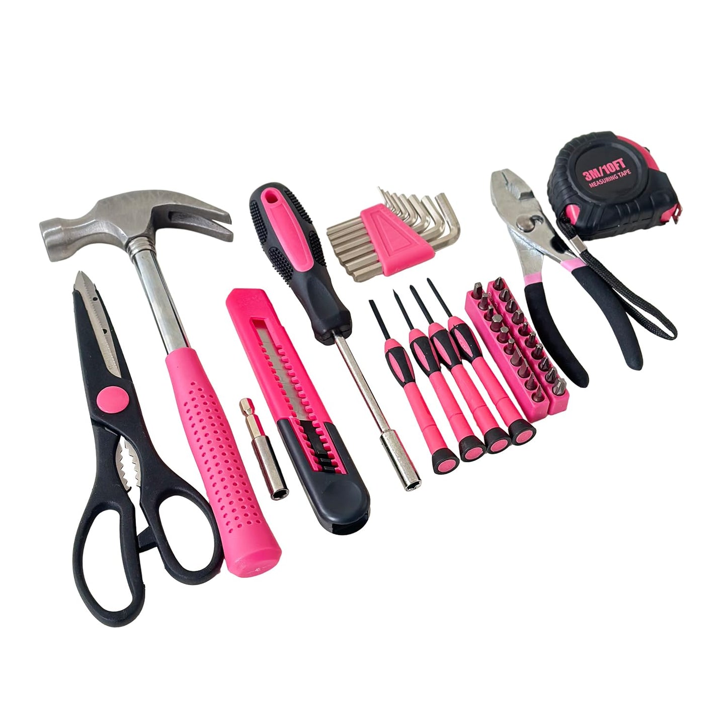 Hantinstom 39-Piece Household Tools Kit Essential Home Repair Set with Plastic Toolbox Ideal for College Students, Home Use & More