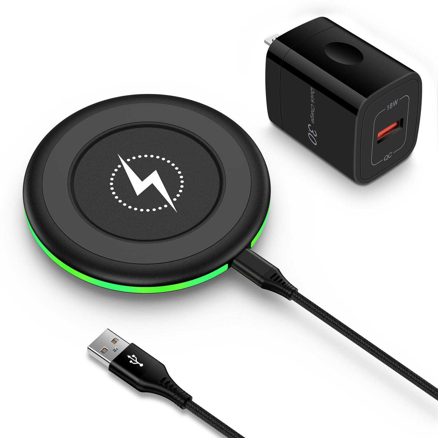 Wireless Charger Fast Charging Pad for Samsung Galaxy S26 Ultra/S26 Plus/S25/S24FE/S23+/S22/S21/S20/S10, Wireless Phone Charger for Android iPhone 17/16e/15/14/13 Pro, Google Pixel 10 with QC Adatper