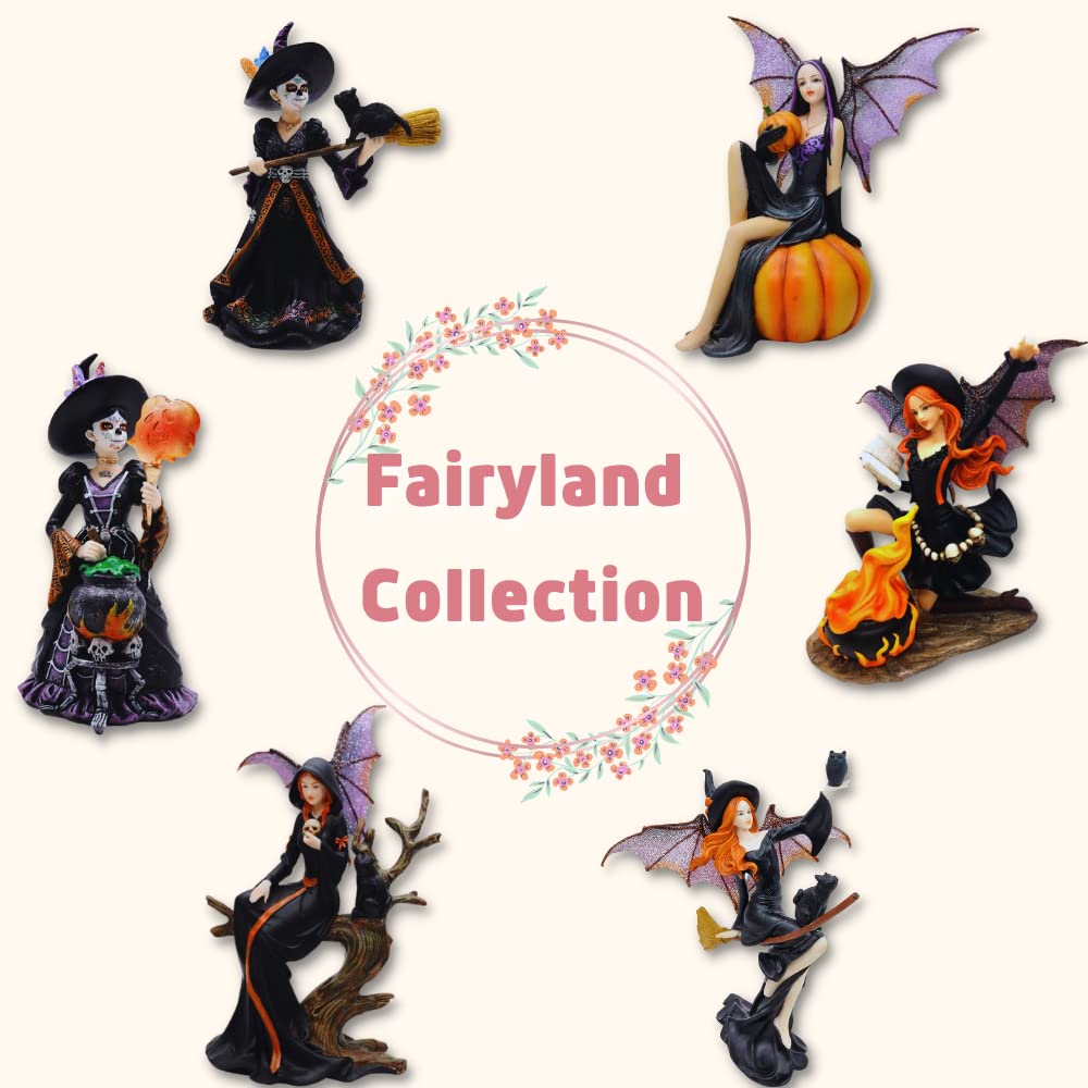 Comfy Hour 7" Dark Fairy Sitting on Skull Figurine, Gothic Fantasy Statue with Mystical Wings, Unique Home Office Desktop Decor Accent, Polyresin Artisan Crafted Sculpture, 1 Unit