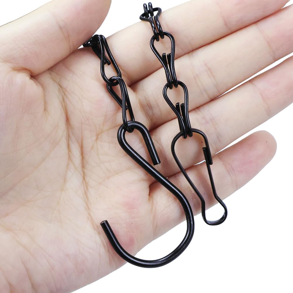 10 Pack Black Hanging Chains for Planters，Lanterns，Bird Feeders，Billboards，Plant Baskets etc， Length 9.5 Inch，Outdoor Indoor Use