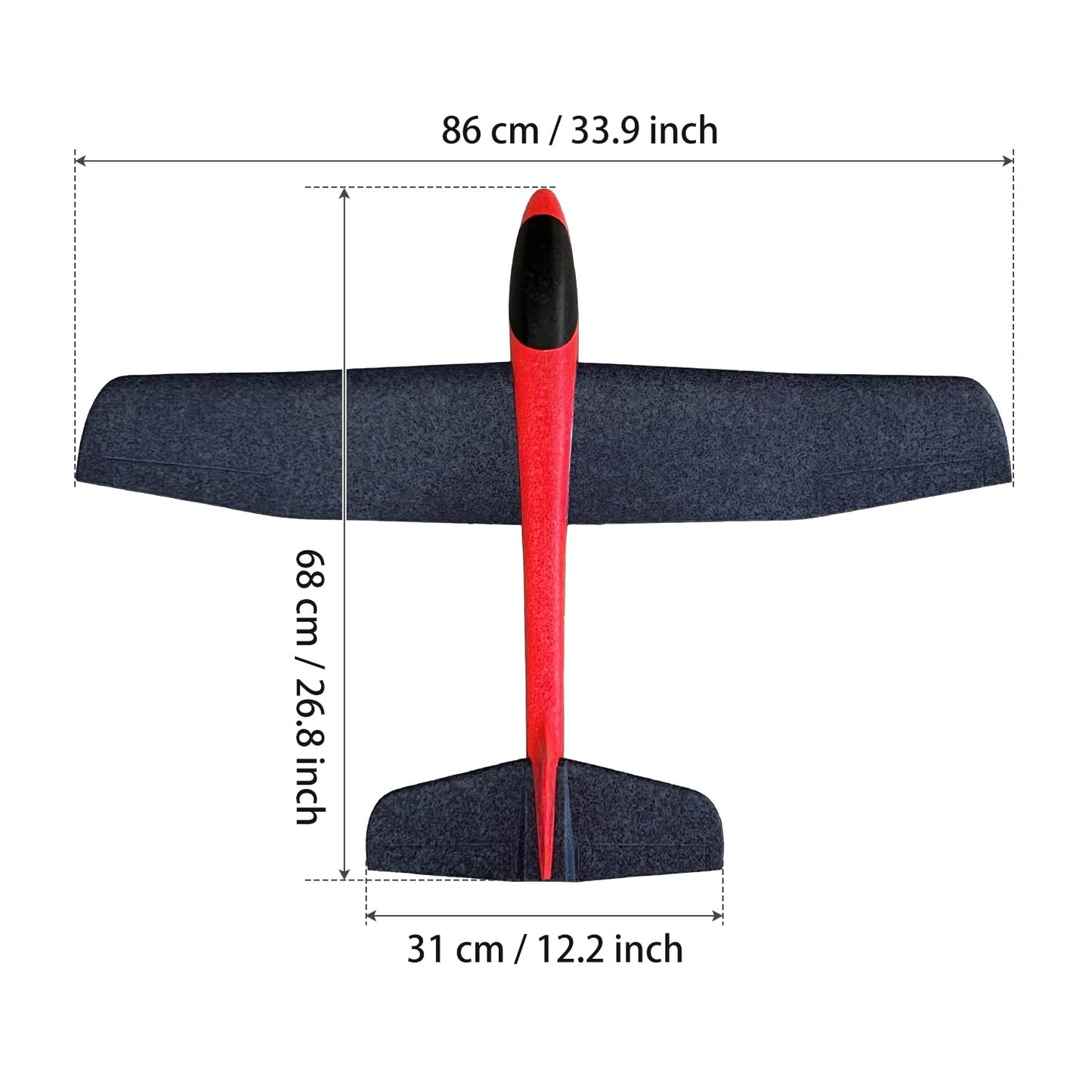 HAWK'S WORK 86cm EPP Foam Glider, Super Large Hand Throw Airplane Toy for Kids Outdoor Play & STEM Learning, Ideal Blank Airframe for DIY RC Conversion (XL, 2 Pack)