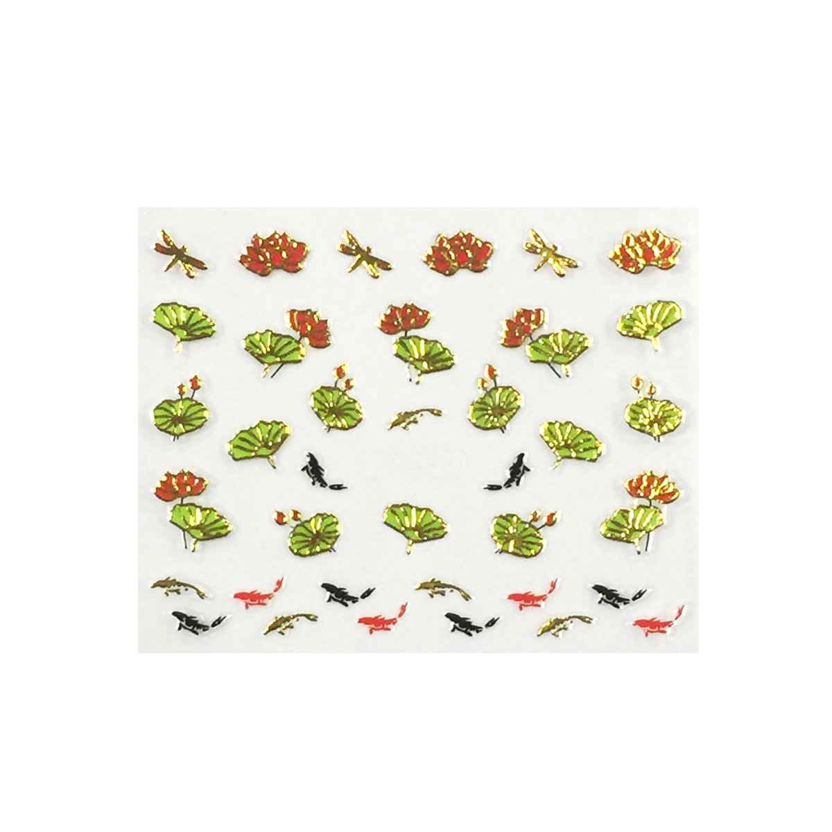 ALLYDREW 6 Sheets Asian Inspired Nail Stickers Nail Art Cherry Blossom Nail Stickers Fish Nail Art - Cherry Blossoms, Bamboos, Gingko Leaves, Koi, Dragonflies & Cranes (6 Designs)