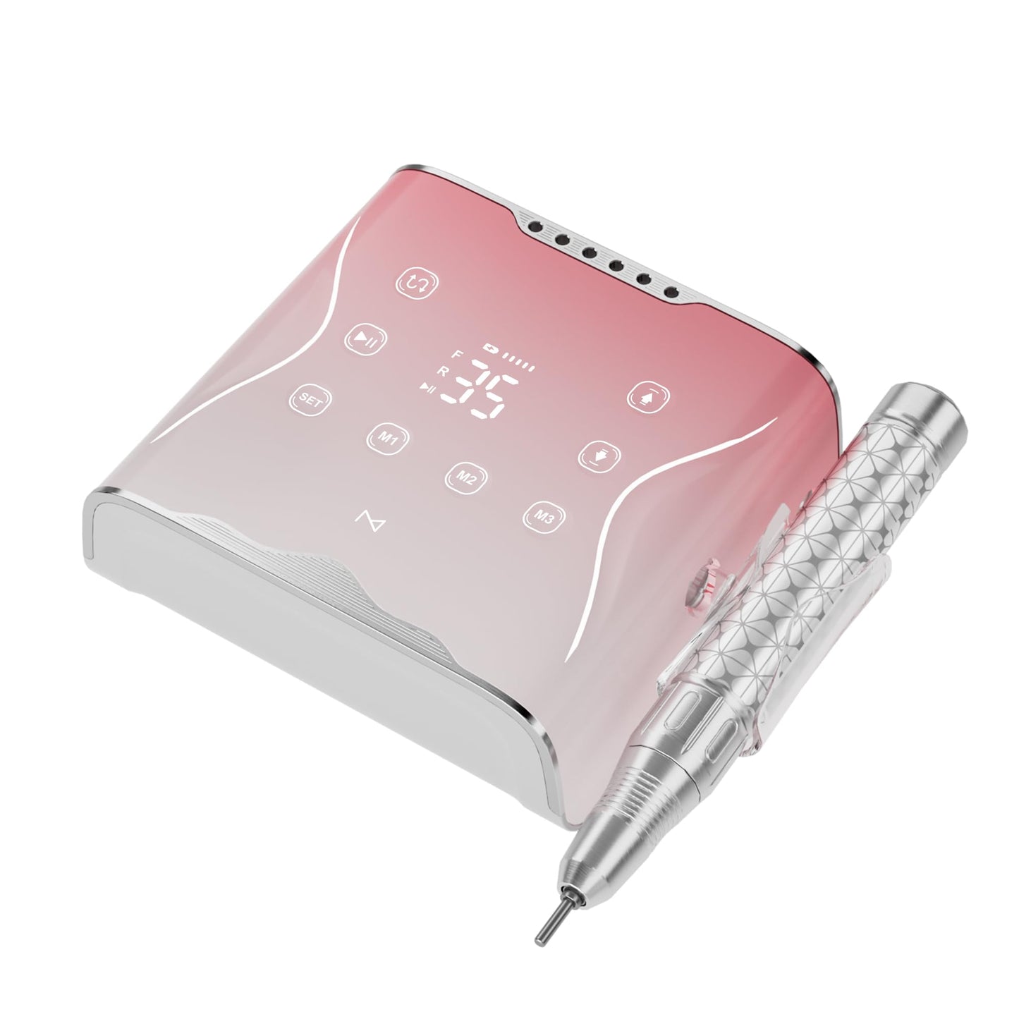M Nova Pro Nail Drill 35,000 RPM Brushless Motor, Cordless Rechargeable Electric Nail File, Professional E File Machine for Acrylic Gel Nails, Low Noise Portable Salon Use – Pink