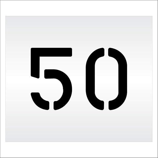 Pavement, Curb, and WheelStop Stencils - 6 inch Double Number Stencil - (50) - 6" x 9" x 1/16" (63 mil) - Light-Duty