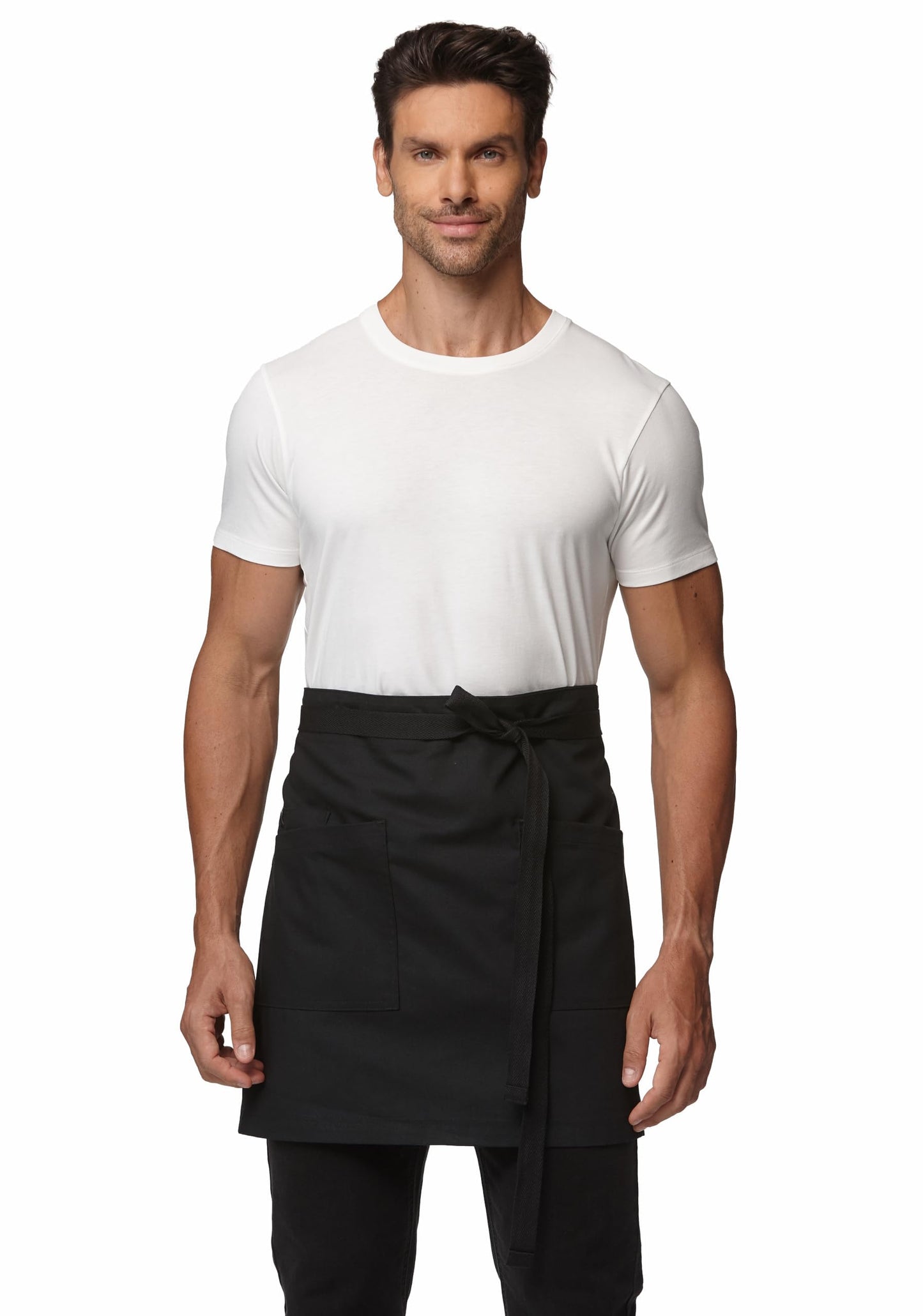 Guolamy Unisex Waist Apron Half Bistro Apron Server Aprons with Pockets Waterproof 4251BY(Black,1Pack