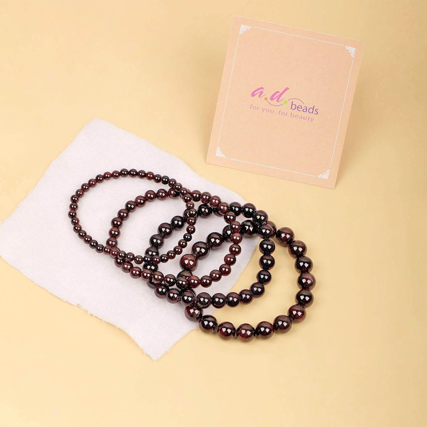 AD Beads Handmade Gemstone Stretch Elastic Bracelet Crystal Healing Reiki Nature's Beauty and Spiritual Essence Unisex (10mm, Garnet (Devotion))