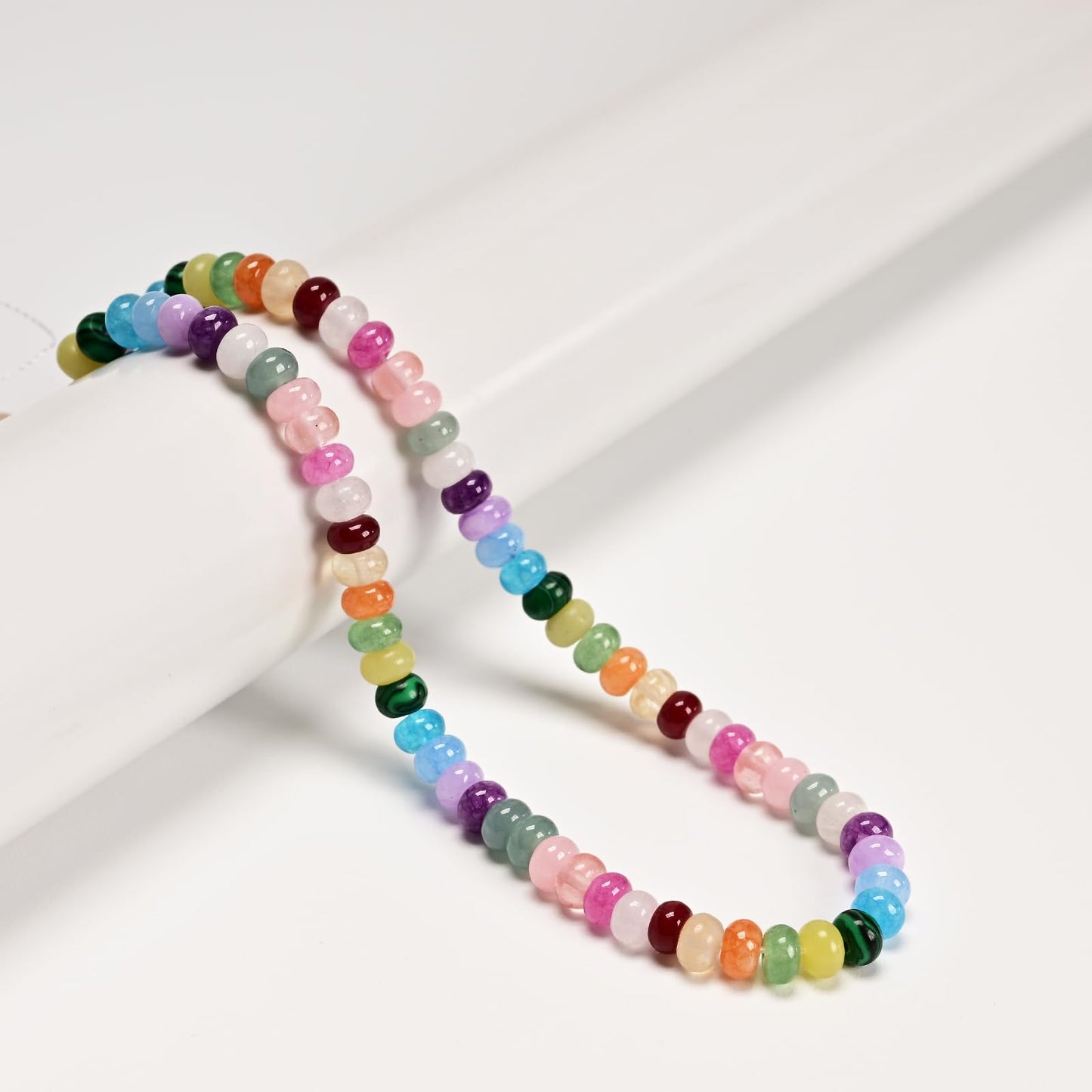 ICAI 4x6mm Natural Rondelle Beads – Loose Gemstone Spacers for DIY Jewelry Making (Mulitcolor)