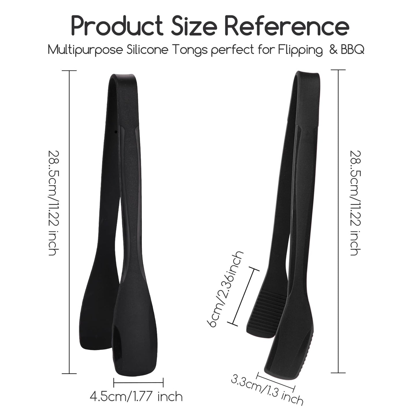 SOLEADER 11 Inch Silicone Tongs for Cooking Heat Resistant, Lightweight Non-Scratch Stainless Steel, Kitchen & BBQ Tools with Silicone Tips for Flipping Fish, Steak, Toast & Bread (2-Pack)