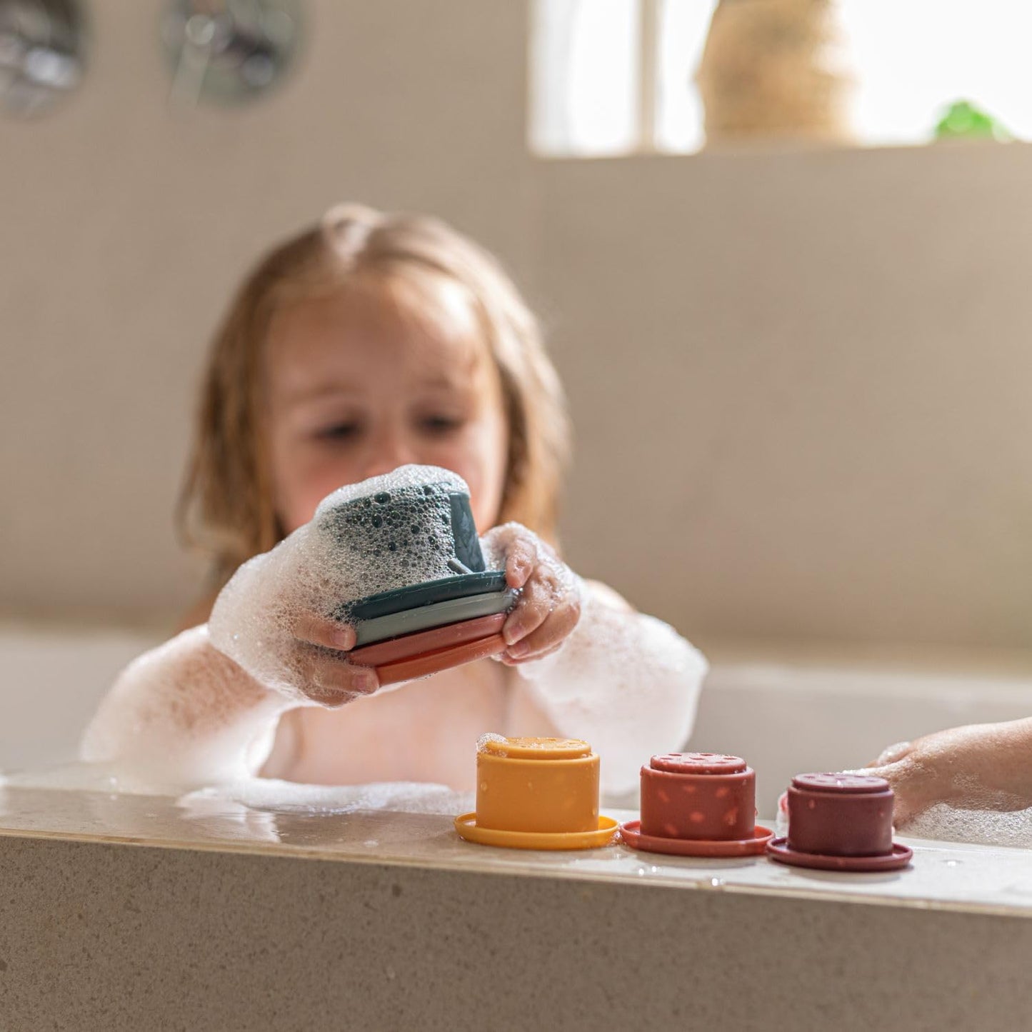 Nuby Soft Silicone Stacking Cups - 7-Piece Toddler Toy for Hand-Eye Coordination and Early Development - 12+ Months