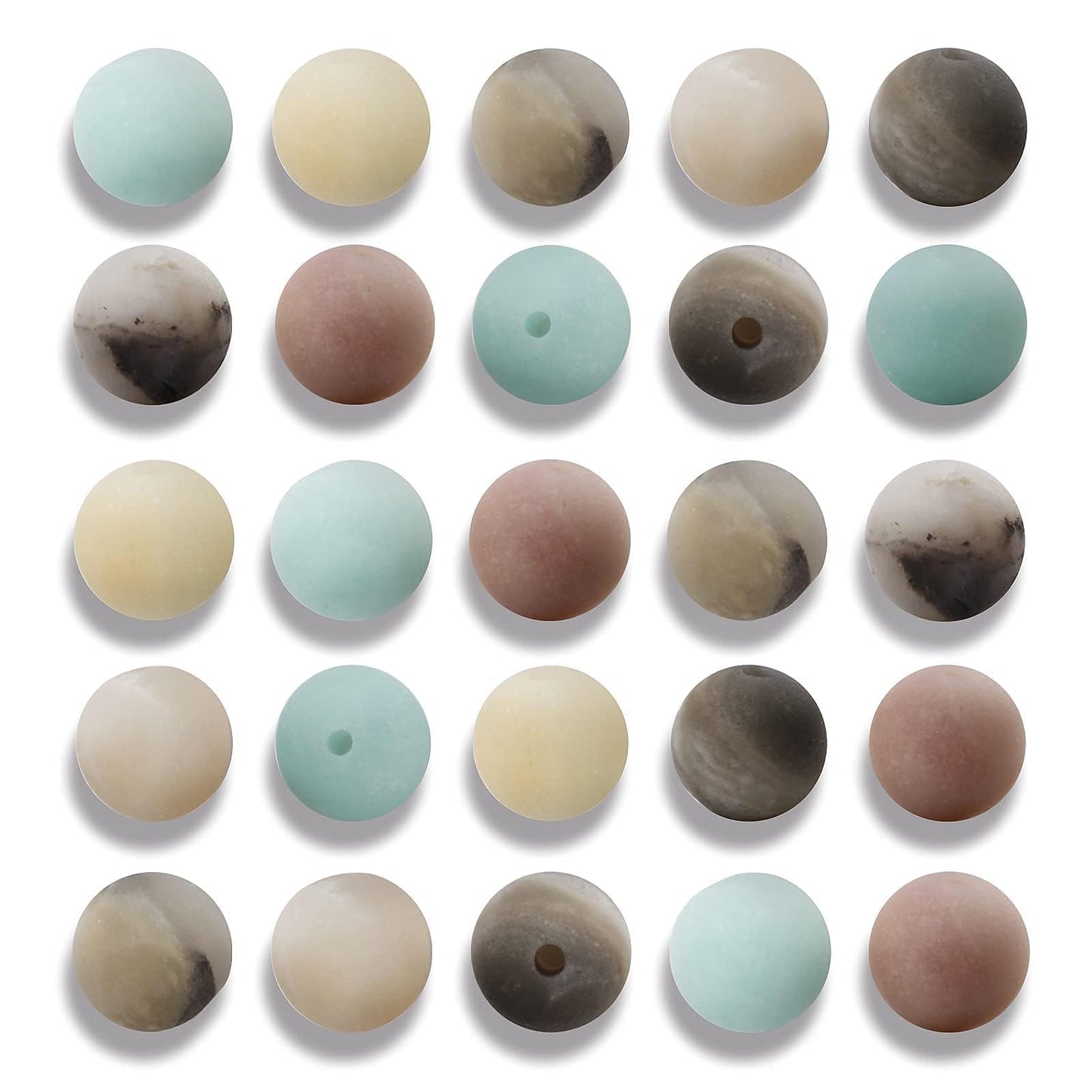 NITOPUPU 100Pcs 8mm Frosted Amazonite Beads for Jewelry Making, Natural Round Loose Gemstone Stone Bead for Necklace Bracelets,Crafts for Adults with Crystal Stretch Cord