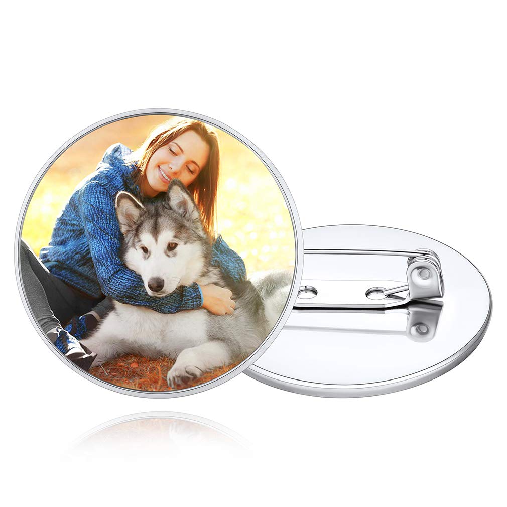 Custom4U Custom Photo Brooch Pin Memorial Wedding Collar Pins Personalized Picture Gift for Men Women Mother