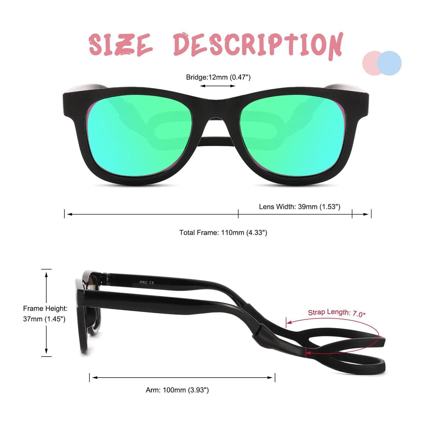 COASION 3 Pack Bendable Flexible Polarized Newborn Baby Sunglasses with Silicon Strap for Infant Boys Girls Age 0-12 Months (Black/Green Mirror + Black/Blue Mirror + Matte Black/Gray)