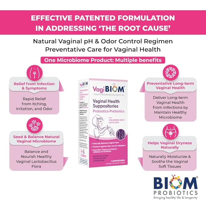 Lactobacillus Suppository: Microbiome Flora balance and Odor Control Regimen; Balance and Nourishes Healthy Flora; Paraben-Free Preservative-Free