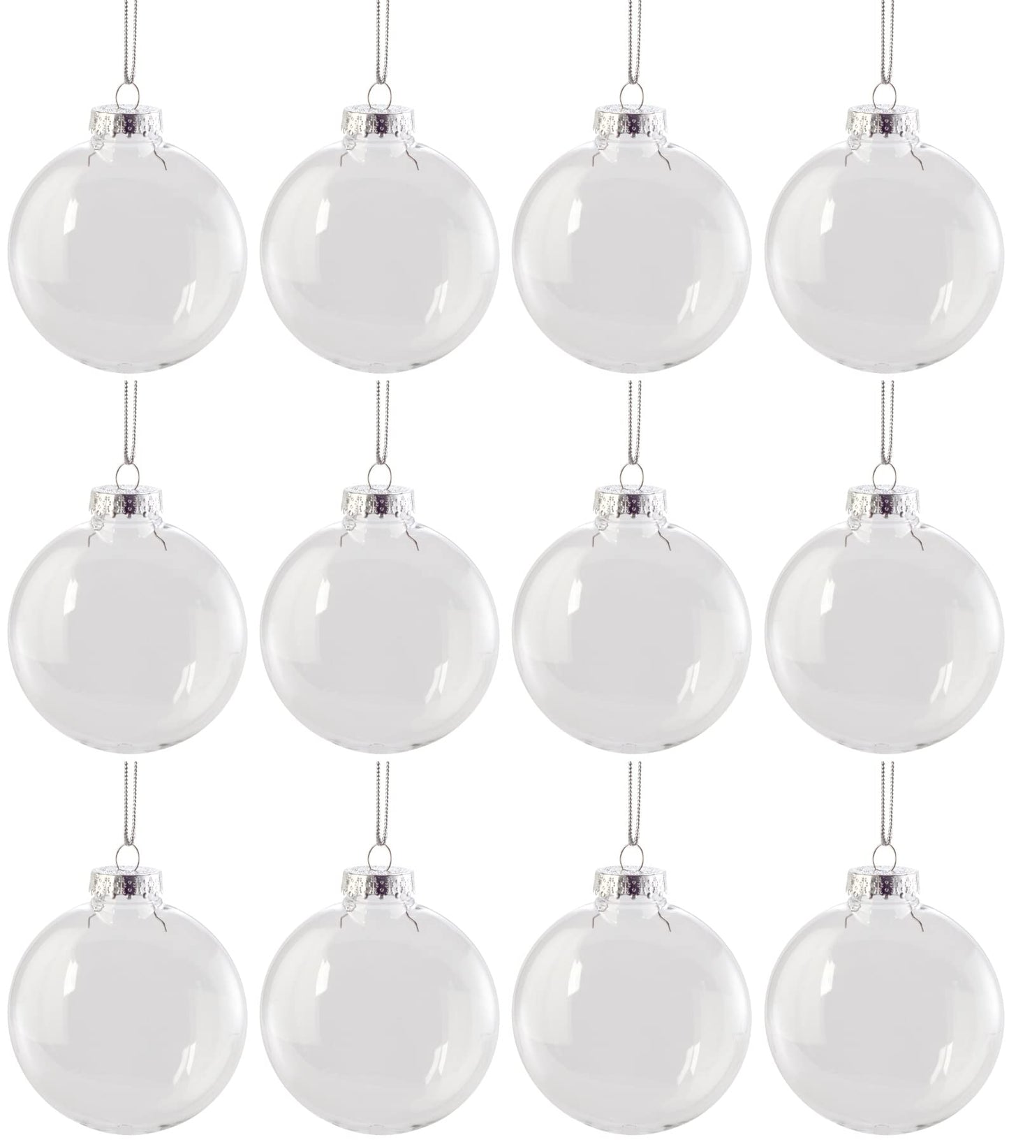 Creative Hobbies Clear Plastic Fillable Christmas Ornament Discs 100mm (3.94") - Great for Crafts, Holidays and Weddings | Pack of 12