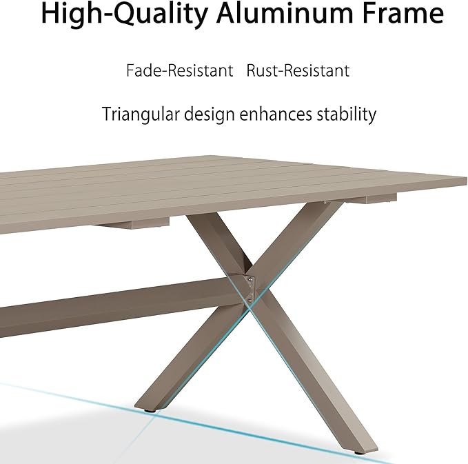 PURPLE LEAF 11 Pieces Outdoor Dining Set with Patio Aluminium Dining Table and Wicker Rattan Chairs Modern Furniture Cushions Sets for Backyard Indoor Decor Kitchen Champagne