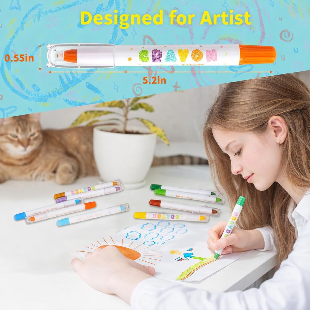 Prudiut 36 Color Silky Twistable Crayons for Artist, Washable Art Supplies, Multicultural Pastel Gel Crayons, Easy Grip Coloring Gift