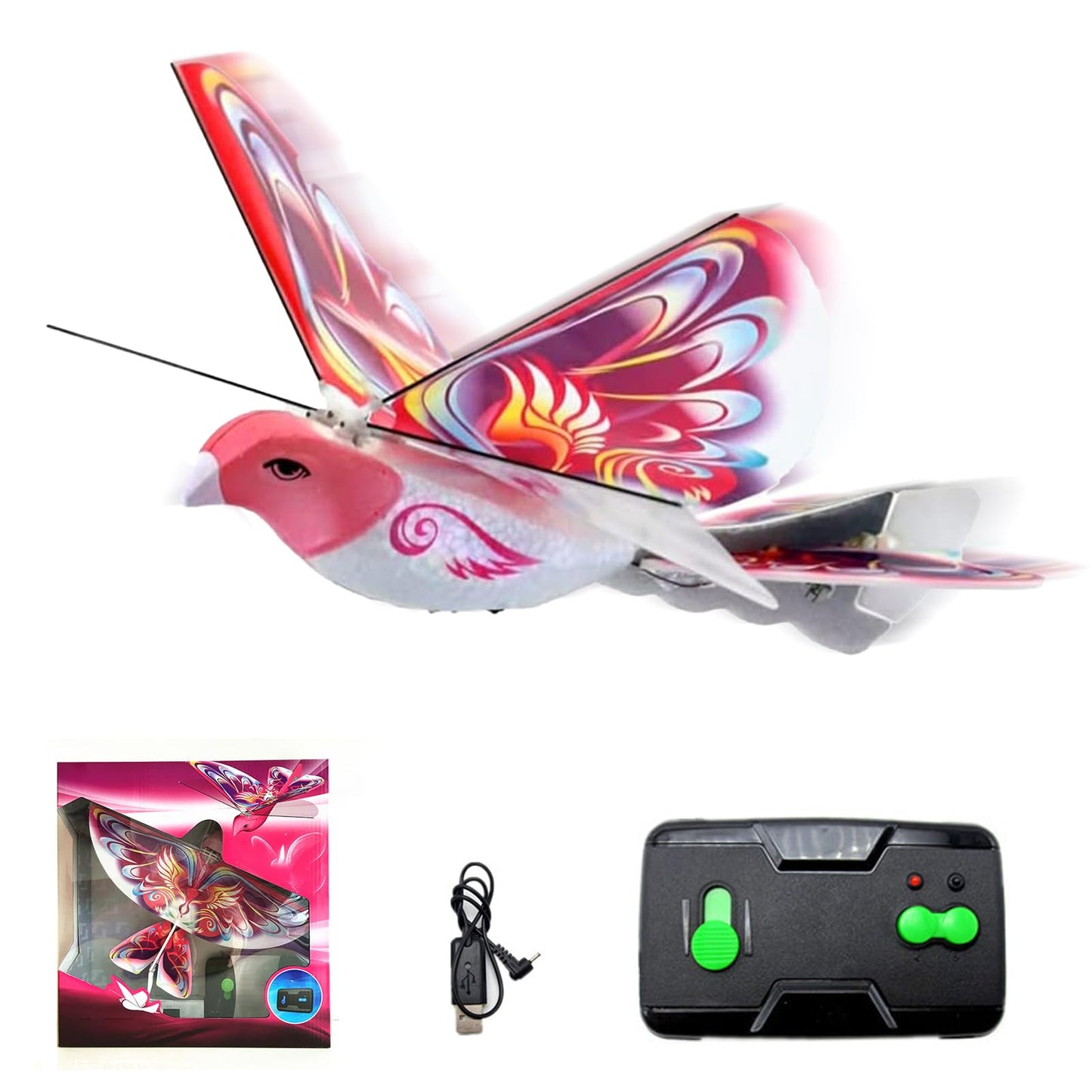 Goolsky TECH 98083 Remote Control Bird, 2.4GHz Remote Control Birds That Can Fly Authentic E-Bird Butterfly Flying Bird RC Toys USB Recharging Gifts for Teens