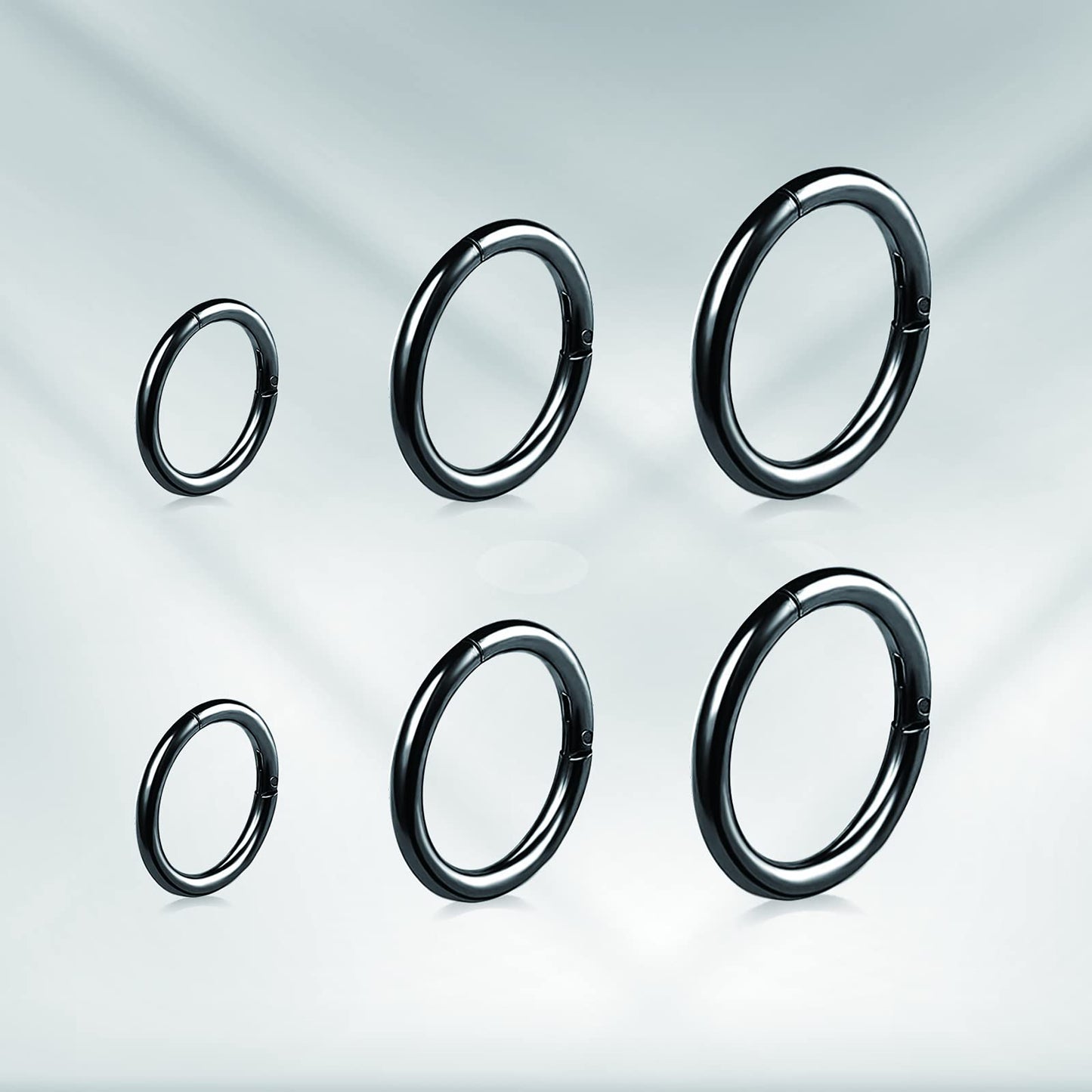 BOGKU 6pcs G23 Titanium Septum Rings 16G Diameter 6mm/8mm/10mm Hinged Nose Ring Hoops Cartilage Hoop Earrings Body Piercing Rings Lip Rings