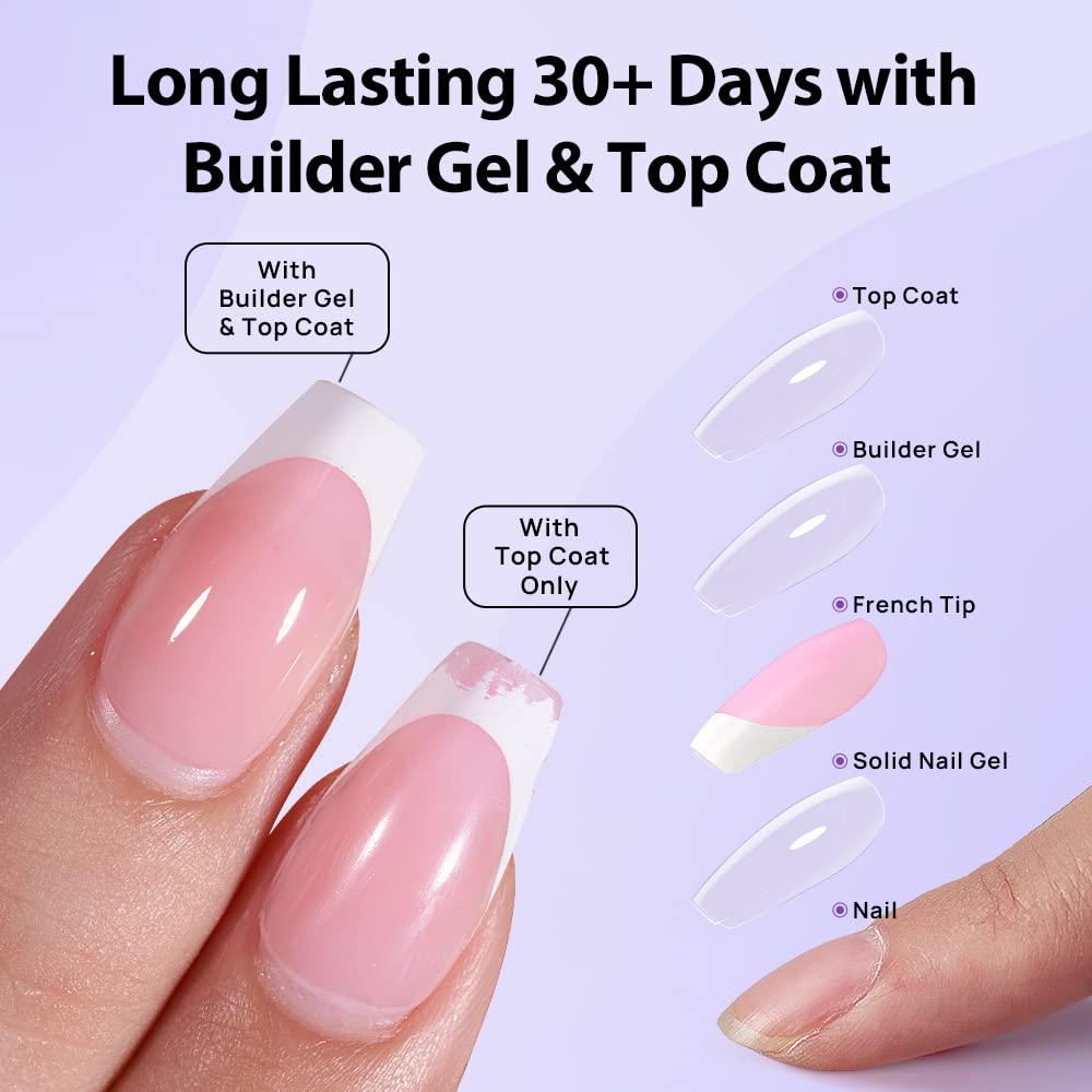 btartboxnails XCOATTIPS White Short Square Press On Nails Builder Gel Set