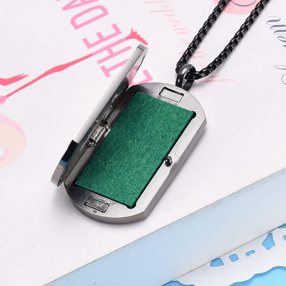 mingkejw Cross Essential Oil Diffuser Necklace Aromatherapy Pendant Locket Jewelry Stainless Steel Perfume Necklace| 22 Adjustable Chain| 12 Refill Pads| Gift Box