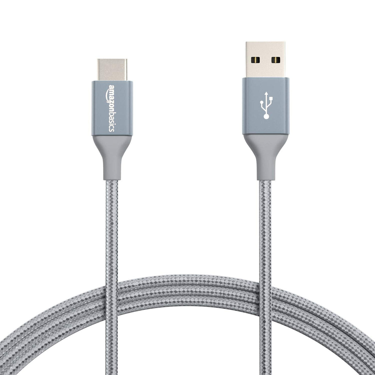 Amazon Basics USB-C to USB-A 2.0 Fast Charger Cable, Nylon Braided Cord, 480Mbps Speed, USB-IF Certified, for Apple iPhone 16/15, iPad, Samsung Galaxy, Tablets, Laptops, 6 foot, Dark Grey