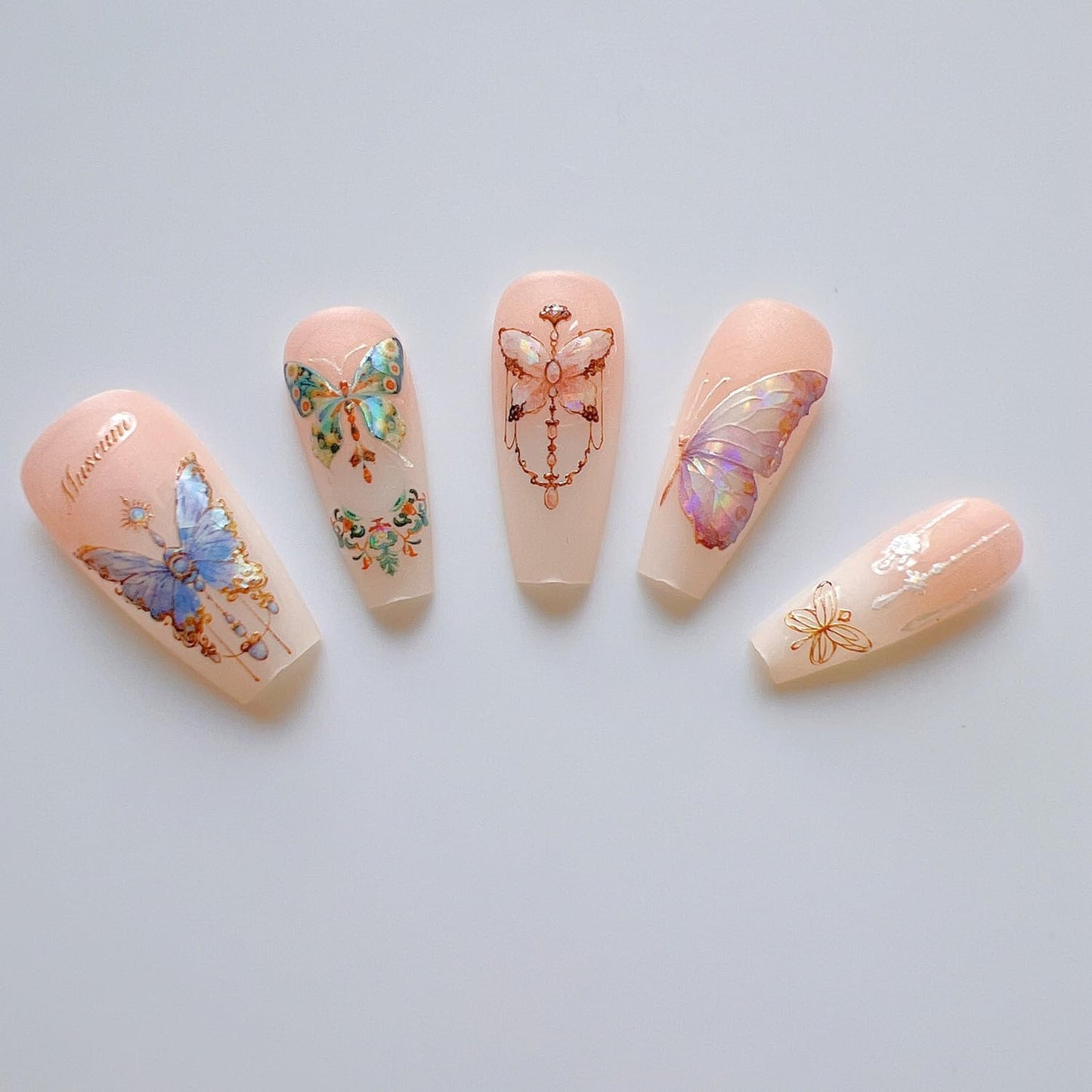 NAIL ANGEL 4Sheets Nail Art Adhesive Sticker Sheets Aurora Summer Butterfly Decals Nail Art (10343)